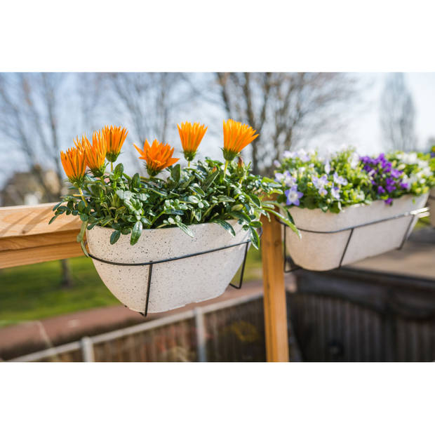 Bloempot/plantenpot balkonbak van gerecycled kunststof wit D55 x 16 en H16 cm - Plantenpotten