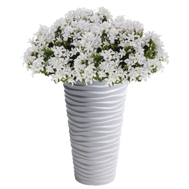 Kunststof Sand bloempot/plantenpot met binnenpot wit 30 x 52 cm - Plantenpotten