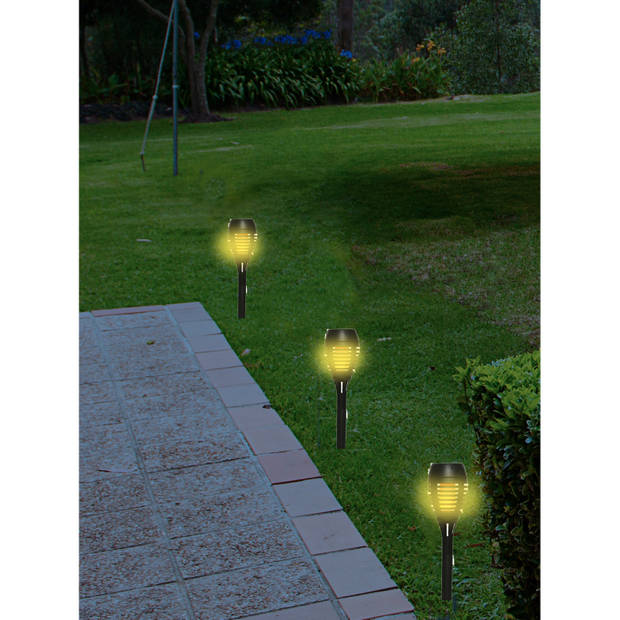 4x stuks Solar licht tuinfakkels/tuinlampen met vlam effect op zonne-energie 27 cm - Fakkels