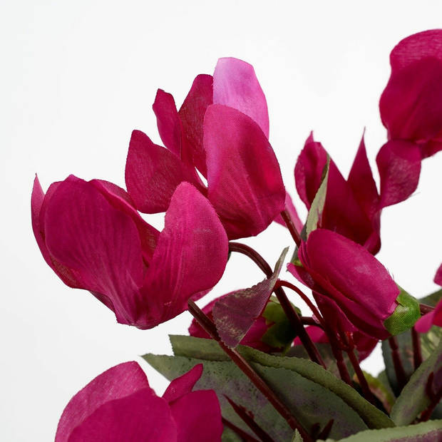 Cyclaam kunstplant donker roze in keramieken pot H30 x D30 cm - Kunstplanten