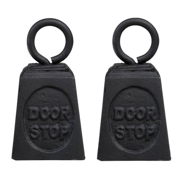 2x stuks deurstoppers gewicht gietijzer zwart 13 cm - Deurstoppers