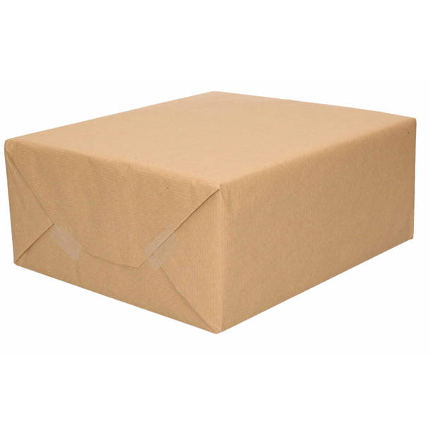 4x Rollen kraft inpakpapier/kaftpapier pakket bruin/rood 200 x 70 cm - Cadeaupapier