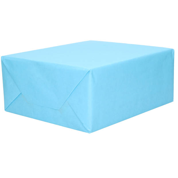 6x Rollen kraft inpakpapier transparante folie/hartjes pakket - blauw/harten design 200 x 70 cm - Cadeaupapier