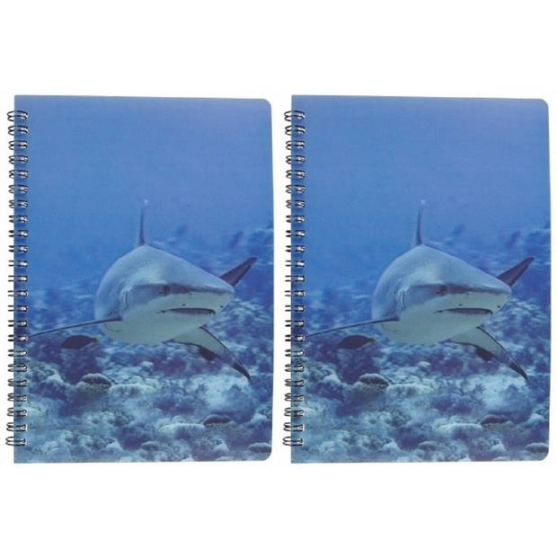 2x stuks haaien schrift 3D 21cm - Notitieboek