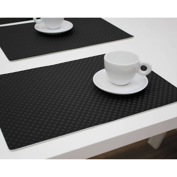 Set van 4x stuks stevige luxe Tafel placemats Zafiro zwart 30 x 43 cm - Placemats