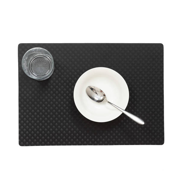 Set van 6x stuks stevige luxe Tafel placemats Zafiro zwart 30 x 43 cm - Placemats