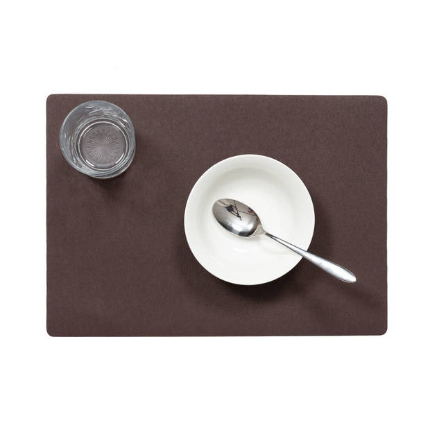Set van 4x stuks stevige luxe Tafel placemats Plain chocolade bruin 30 x 43 cm - Placemats