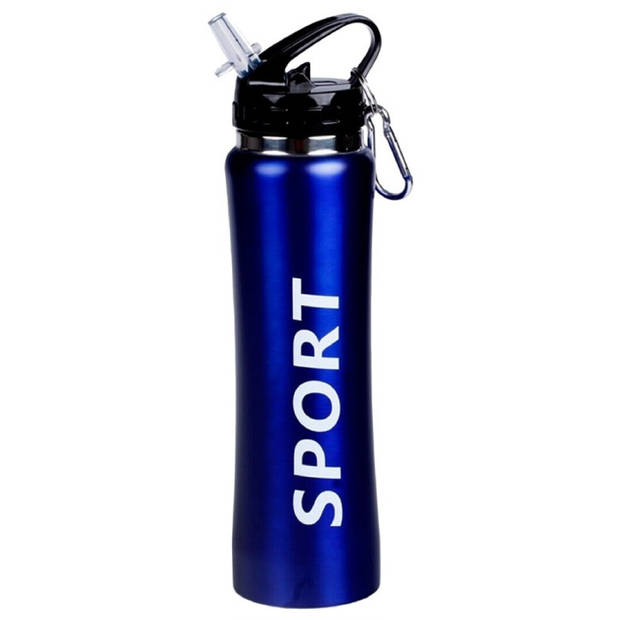 Sport Bidon drinkfles/waterfles Sport print blauw 600 Ml - Drinkflessen