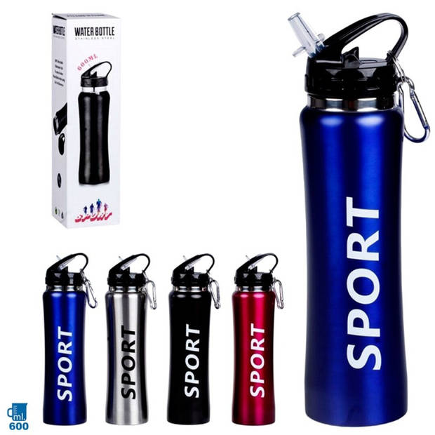 Sport Bidon drinkfles/waterfles Sport print blauw 600 Ml - Drinkflessen