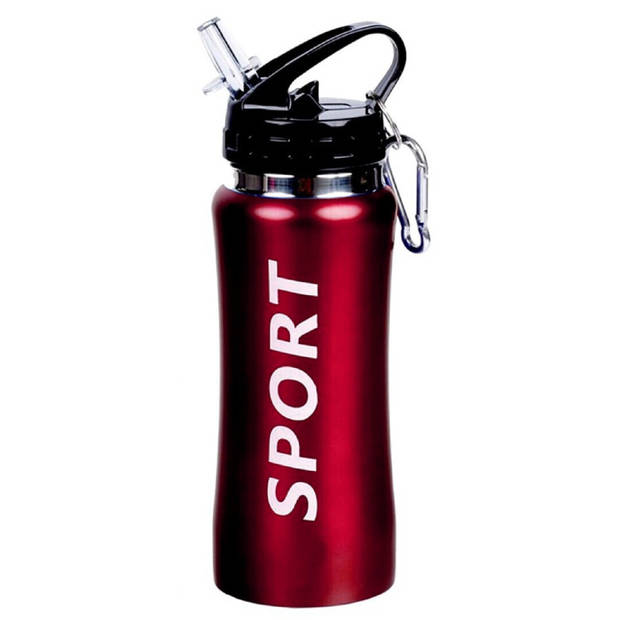 Sport Bidon drinkfles/waterfles Sport print rood 420 Ml - Drinkflessen