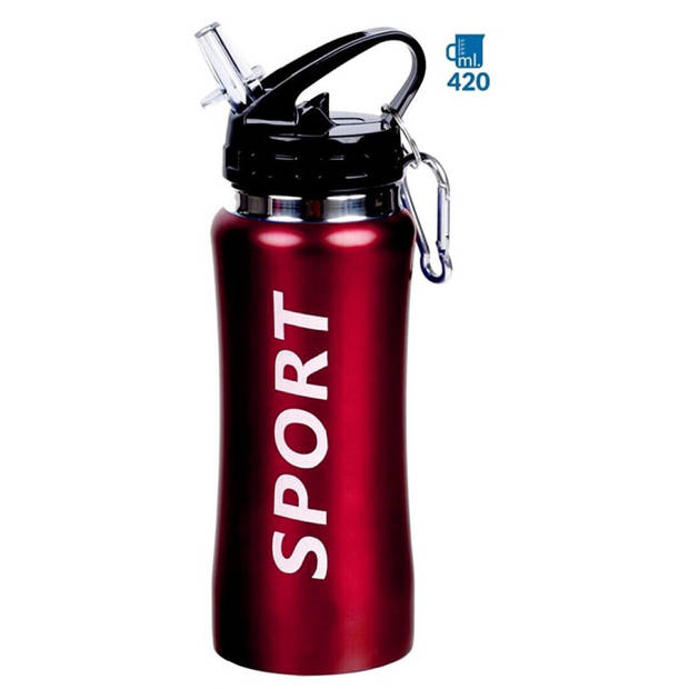 Sport Bidon drinkfles/waterfles Sport print rood 420 Ml - Drinkflessen