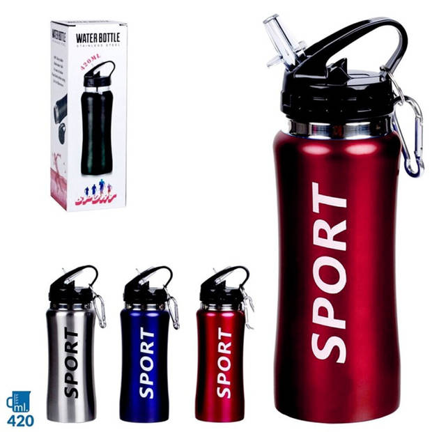 Sport Bidon drinkfles/waterfles Sport print rood 420 Ml - Drinkflessen