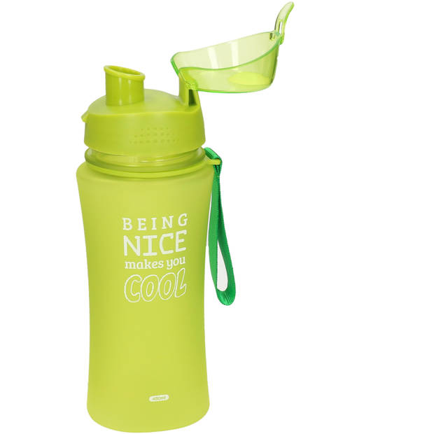 Sport Bidon drinkfles/waterfles - Being Nice - groen - kunststof - 480 ml - Drinkflessen