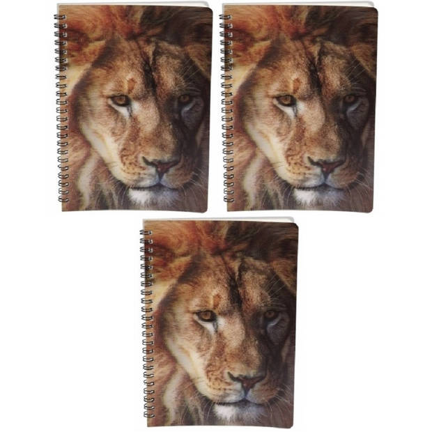 3x stuks leeuw schrift 3D 21cm - Notitieboek