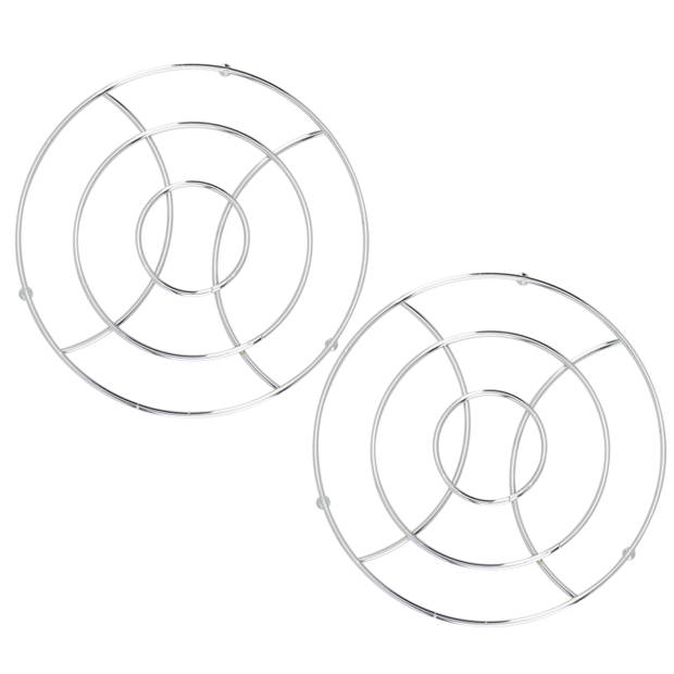 Set van 4x stuks ronde pannen onderzetters van metaal/chroom 18 cm - Panonderzetters