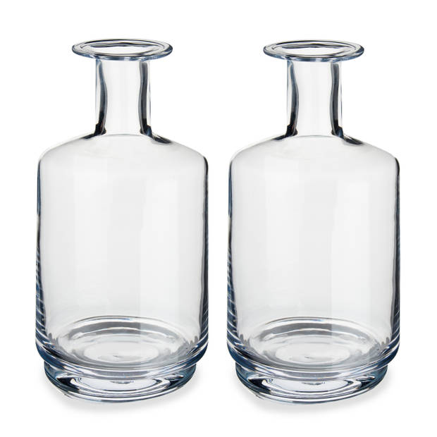 Bloemenvaas flesvorm van glas 17 x 28 cm - Vazen