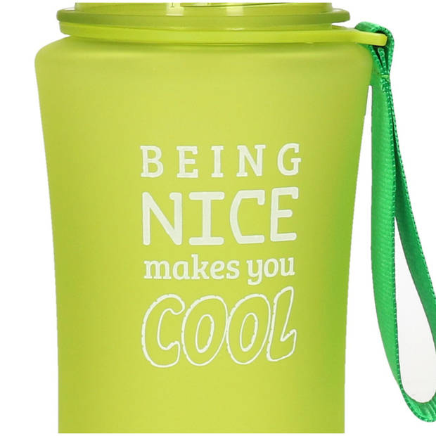 Sport Bidon drinkfles/waterfles - Being Nice - groen - kunststof - 480 ml - Drinkflessen