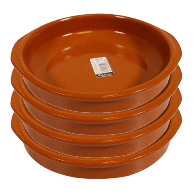 Set van 4x stuks tapas borden/schalen Alicante met handvatten 20 cm - Snack en tapasschalen