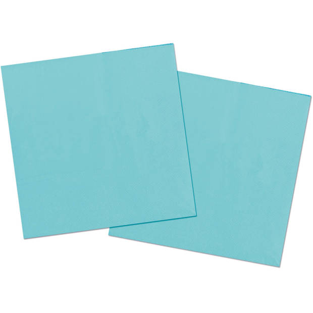 20x stuks servetten van papier lichtblauw 33 x 33 cm - Feestservetten