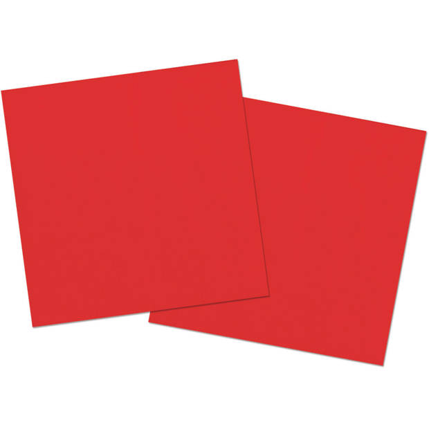 20x stuks servetten van papier rood 33 x 33 cm - Feestservetten