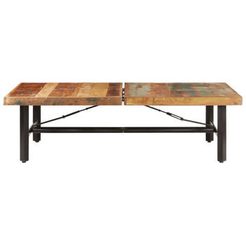 The Living Store Gerecycled Houten Salontafel - 142x90x42 cm - Multicolor - IJzer