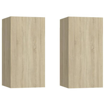 vidaXL Tv-meubels 2 st 30,5x30x60 cm bewerkt hout sonoma eikenkleurig