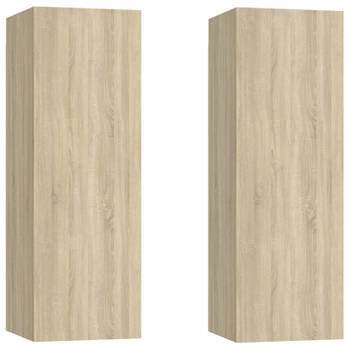 vidaXL Tv-meubels 2 st 30,5x30x90 cm bewerkt hout sonoma eikenkleurig