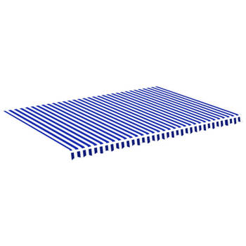 vidaXL Vervangingsdoek voor luifel 5x3,5 m blauw en wit