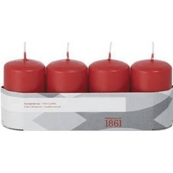 4x Kaarsen rood 5 x 8 cm 18 branduren sfeerkaarsen - Stompkaarsen