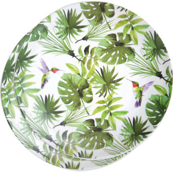 2x Tropische print borden 25 cm onbreekbaar materiaal - Bordjes