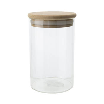 Voorraadpot/bewaarpot 500 ml glas met houten deksel - Voorraadpot