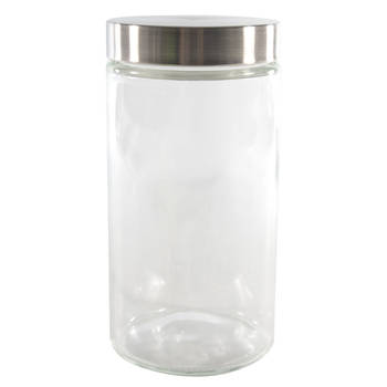 Voorraadpot/bewaarpot 1700 ml glas met RVS deksel - Voorraadpot