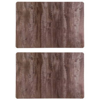 Set van 6x stuks tafel placemats hout kleur 43 x 28 cm van kunststof - Placemats