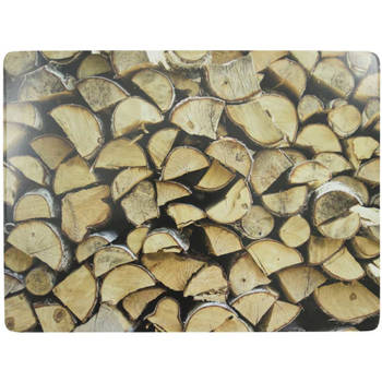 Rechthoekige placemat openhaard hout print kurk 30 x 40 cm - Placemats