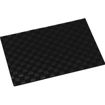 2x Rechthoekige onderleggers/placemats voor borden zwart gevlochten 30 x 43 cm - Placemats
