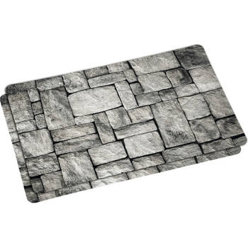 2x Rechthoekige onderleggers/placemats voor borden met grijze stenen print 28 x 43 cm - Placemats