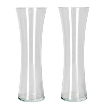 Set van 2x stuks bloemenvaas/vazen van transparant glas 40 x 13 cm - Vazen