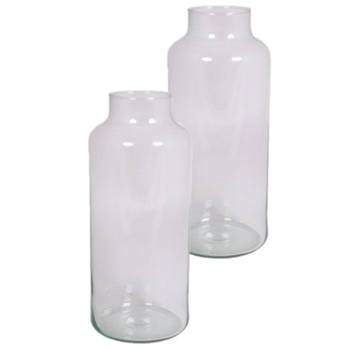 Floran Bloemenvaas Bela Arte - 2x - transparant glas - D15 x H35 cm - melkbus vaas met smalle hals - Vazen