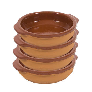 4x Terracotta tapas bakjes/schaaltjes 15 cm - Snack en tapasschalen