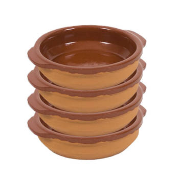 4x Terracotta tapas bakjes/schaaltjes 13 cm - Snack en tapasschalen
