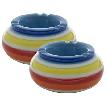 Set van 2x stuks dolomite keramiek storm asbakken blauw 11.5 x 6.5 cm - Asbakken