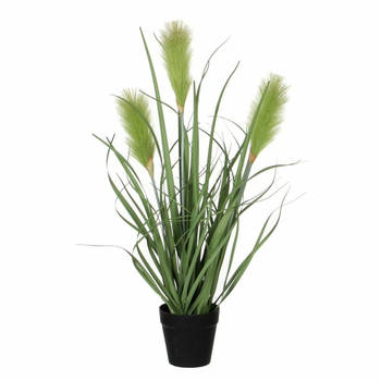 Riet grasplant kunstplant groen in kunststof pot H53 x D30 cm - Kunstplanten