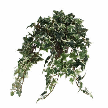Hedera klimop kunstplant groen in grijze sierpot L45 x B25 x H25 cm - Kunstplanten