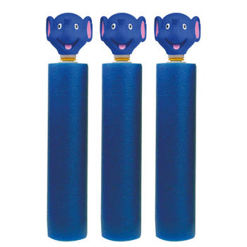 3x Donkerblauw olifanten waterpistool/waterpistolen van foam 26,5 cm met bereik van 6 meter - Waterpistolen