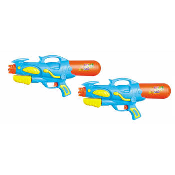 2x Waterpistool/waterpistolen blauw/oranje 50 cm - Waterpistolen