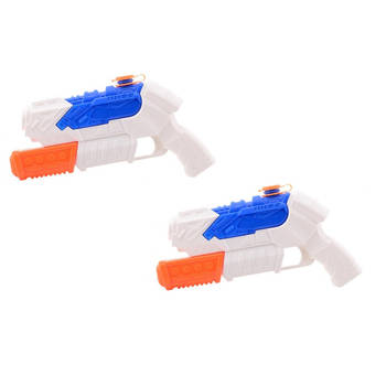 2x Waterpistool/waterpistolen wit/blauw 27 cm - Waterpistolen