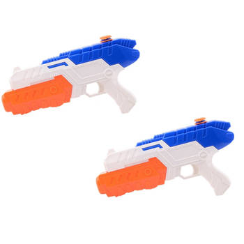 2x Waterpistool/waterpistolen wit/blauw 32 cm - Waterpistolen