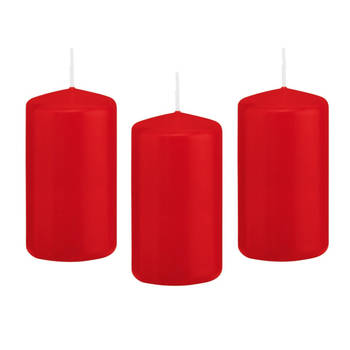 8x Kaarsen rood 6 x 12 cm 40 branduren sfeerkaarsen - Stompkaarsen