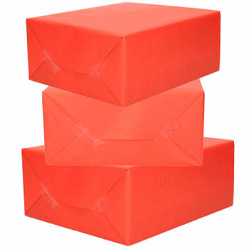 3x Rollen kraft inpakpapier rood 200 x 70 cm - Cadeaupapier