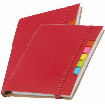 Pakket van 2x stuks schoolschriften/notitieboeken A6 gelinieerd rood - Notitieboek